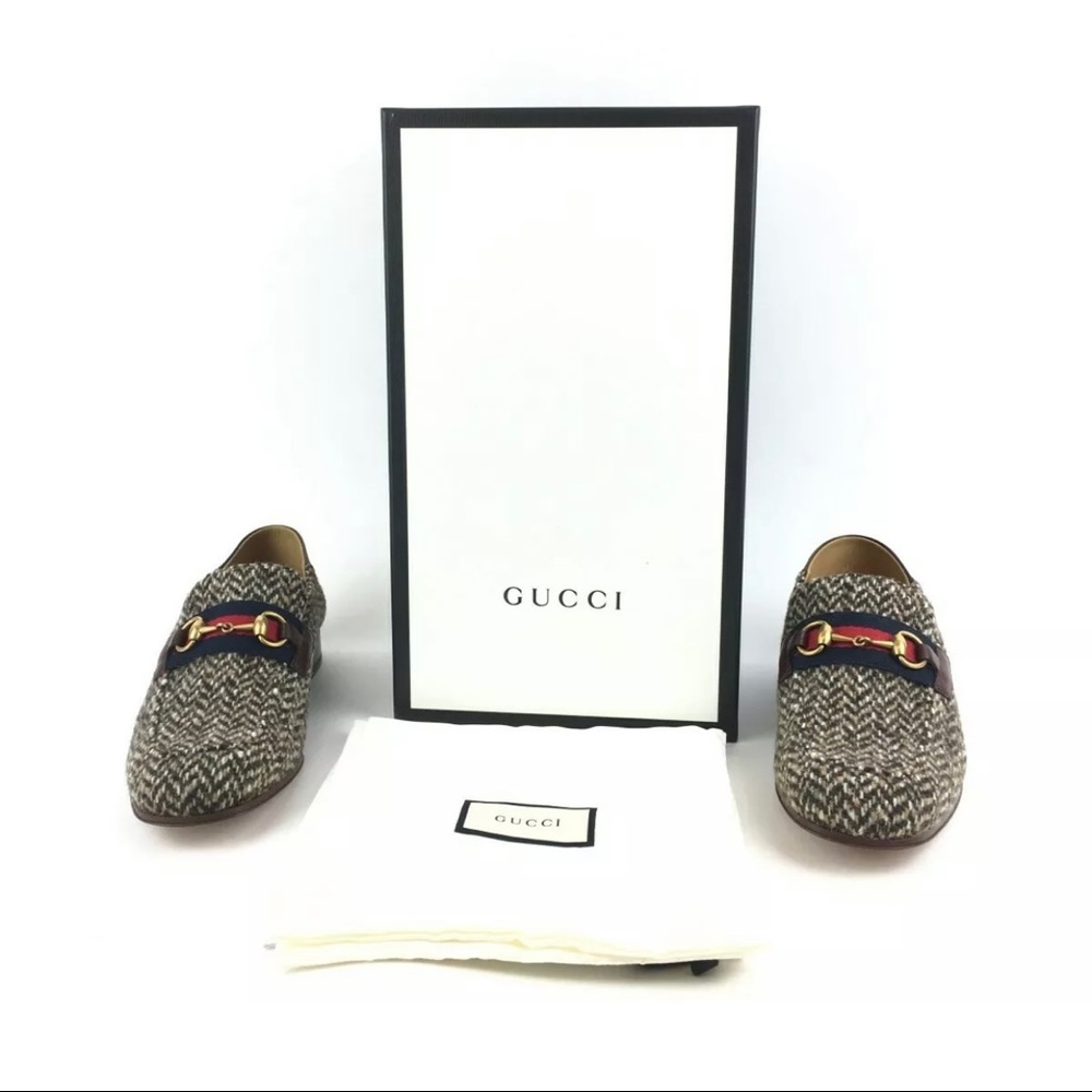 Gucci Brown Tweed Loafers Size 38 1/2